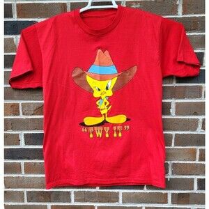 Vintage 90s Tweety Bird 1993 Warner Bros Cowboy “Twy It” T-Shirt Size L